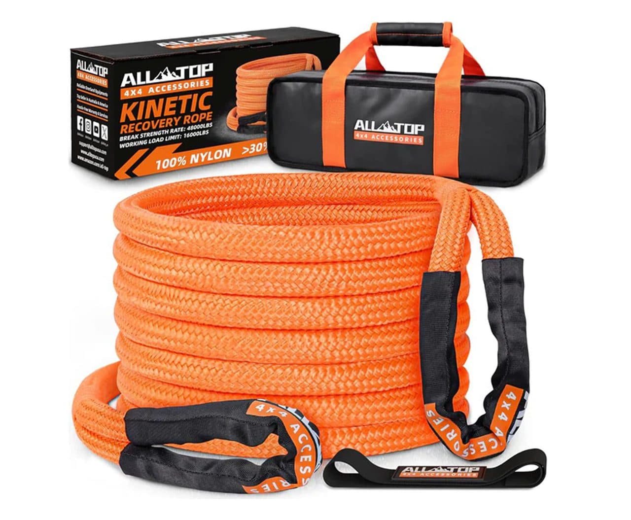 Kinetic Recovery Rope – 1in x 20ft – 48,000 Lbs – Orange — AdventureX4x4