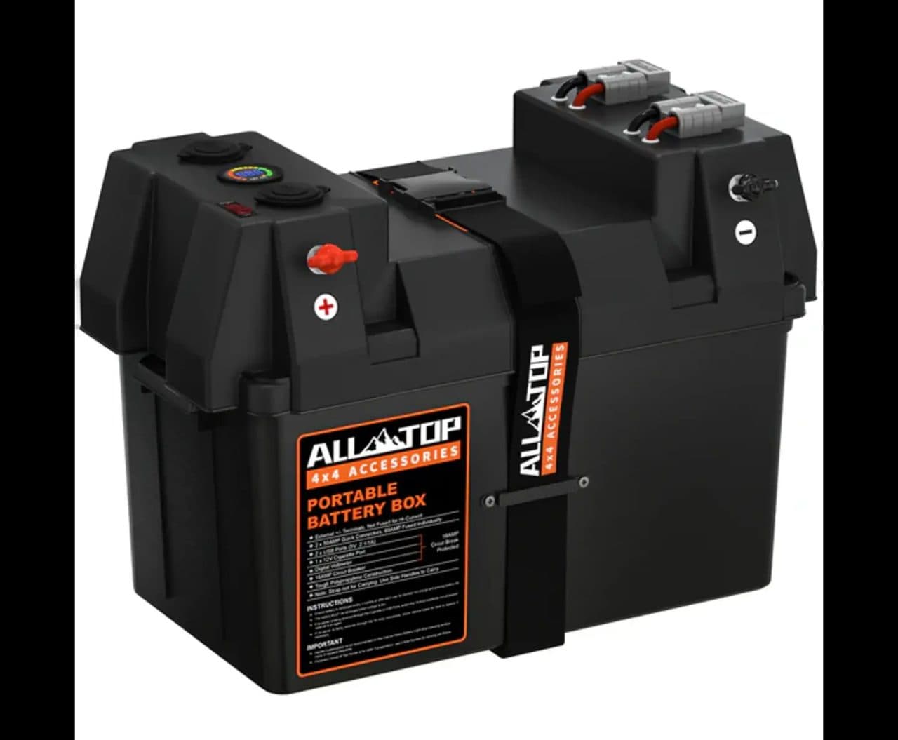 Portable Battery Box w/ Build-in Ports & Plugs, Battery Not Included — AdventureX4x4